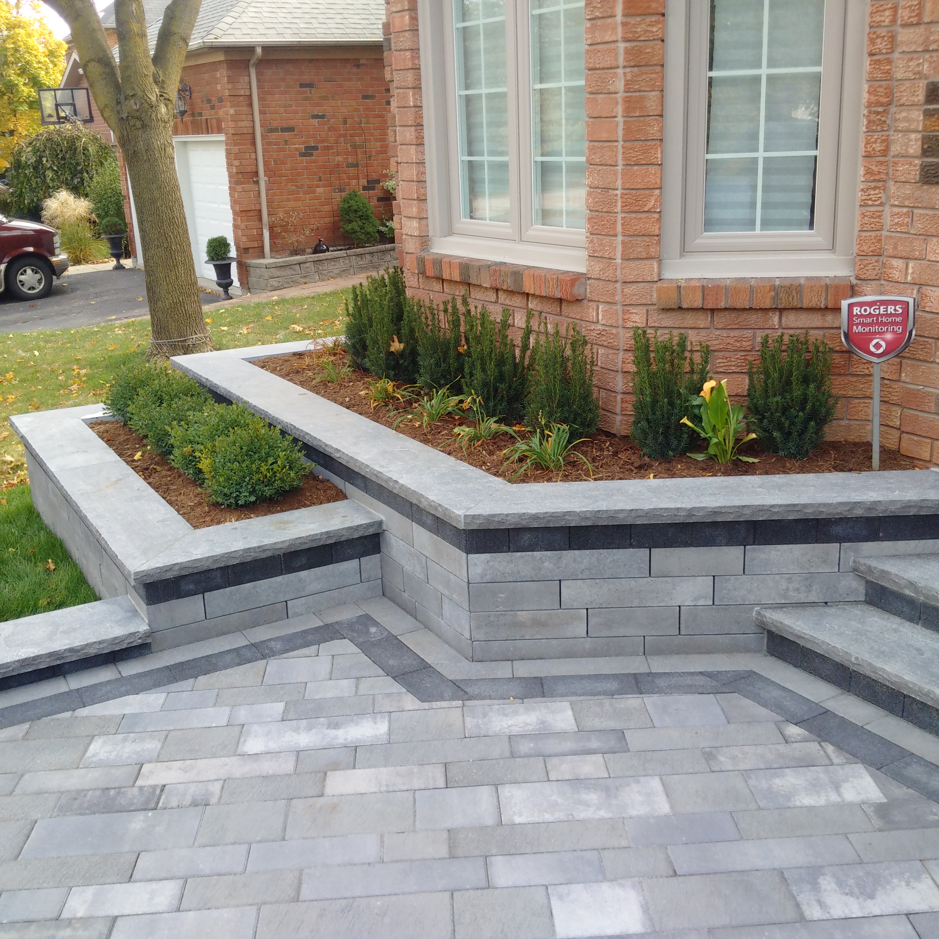 Finished detail on a patio and wall installation